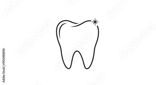 Shining Healthy Human Tooth with Sparkle Icon, Dental Care and Oral Hygiene Concept, isolated white background