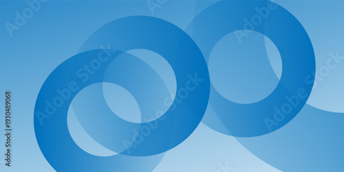 Abstract blue transparent circles overlap background, modern geometric gradient design for banner, website header and presentation slide