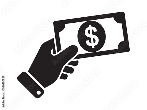 Payment with Money Flat Icon, Buying or Purchase of Goods, App and Website Interface, E-Commerce Transaction, Digital Payment Vector