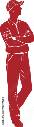 hand drawn vector illustration of a red pencil