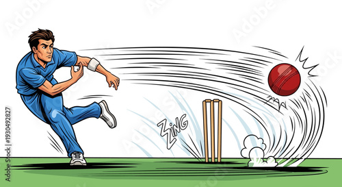 Cricket player bowling with dynamic motion and speed