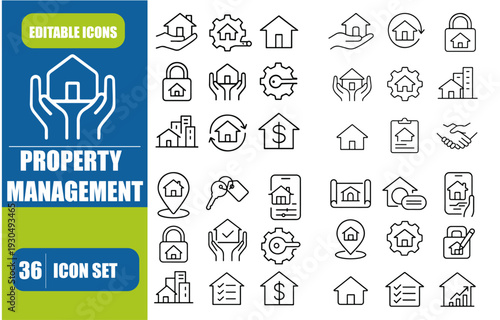 Property Management System icon set for design elements 
