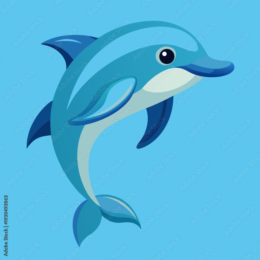 Fototapeta premium A blue dolphin jumping joyfully in the sea