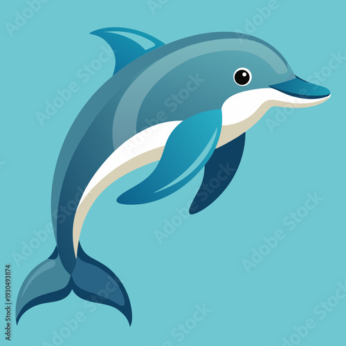 A cheerful blue dolphin leaping in the ocean