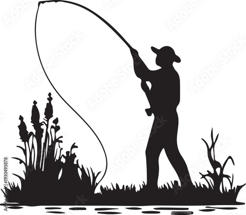 silhouette of a fisherman 