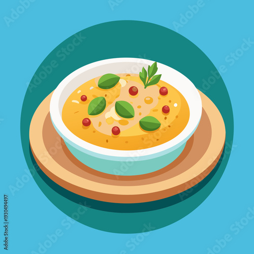 Delicious Risotto Bowl with Basil and Berries