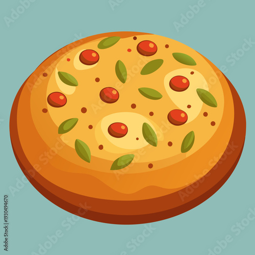 Golden Focaccia Bread with Tomatoes and Herbs