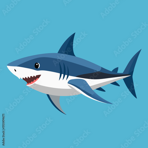 Great White Shark Illustration in the Ocean