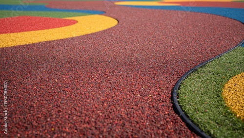 Close-up of vibrant rubber flooring in a children's playground