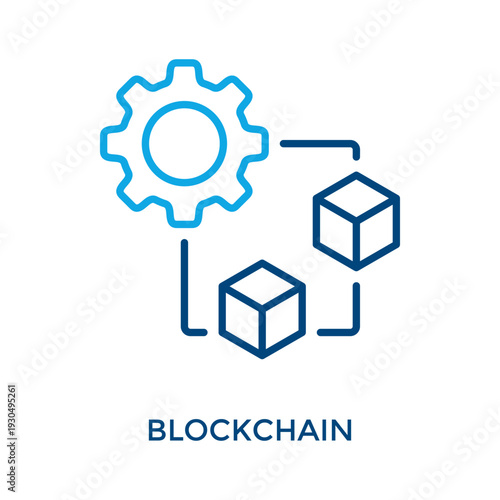 Blockchain Icon Outline Color Style. Vector Illustration For Graphic Design