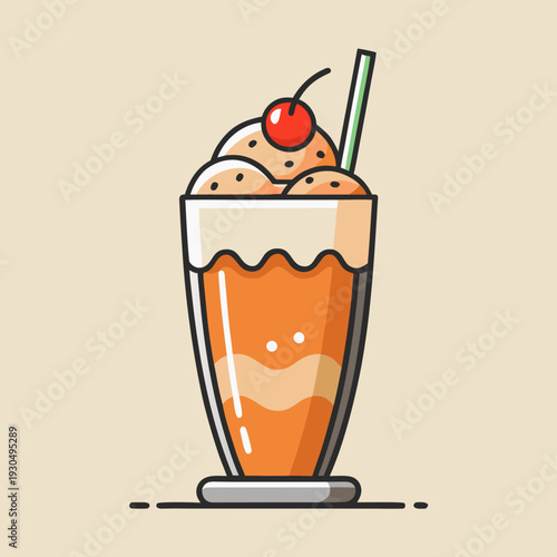 Vibrant Falooda Dessert Drink with Cherry and Straw