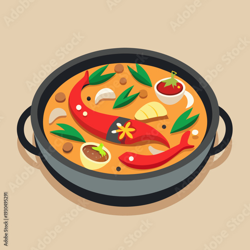 Vibrant Illustration of a Spanish Paella Dish