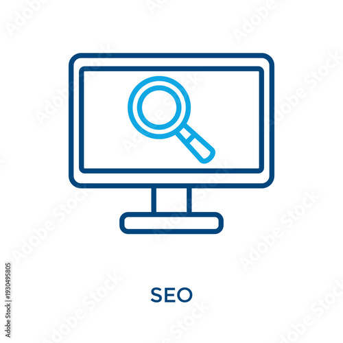 Seo Icon Outline Color Style. Vector Illustration For Graphic Design