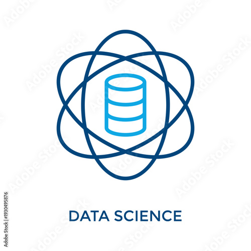 Data Science Icon Outline Color Style. Vector Illustration For Graphic Design
