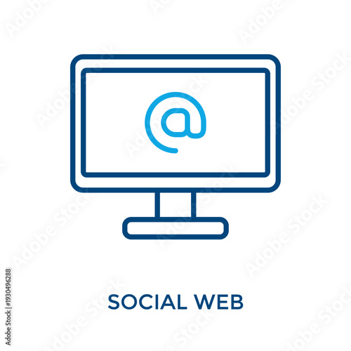 Social Web Icon Outline Color Style. Vector Illustration For Graphic Design