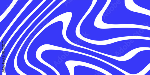 Blue wavy lines abstract background. Trendy psychedelic retro style backdrop. Waves, swirl and twirl pattern. Twisted distorted vector texture. Y2k aesthetic design