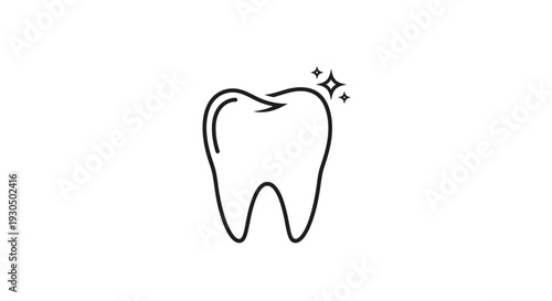 Healthy Sparkling Clean Tooth Icon on an Isolated White Background, Representing Dental Care and Hygiene.