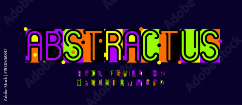 Fun Kid Font Logo Carnival Abstract Alphabet Color Letter Set Modern Typography Festive Typographic Design for Music Fest Title, Poster Headline, Type Symbol Logotype, Cartoon Fonts. Vector Typeface