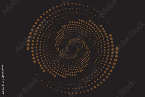 Flowing dot particles wave curve pattern gold and black gradient light isolated on black background in concept of AI technology, science, music. Vector