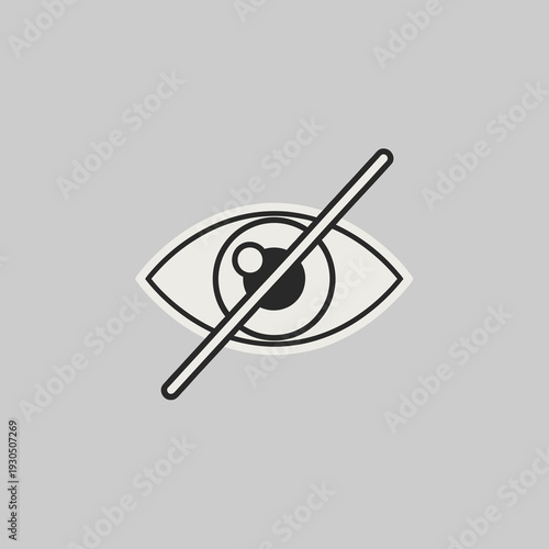Minimalist Hidden Visibility Eye Icon for Privacy and Sensitive Content on Grey Background