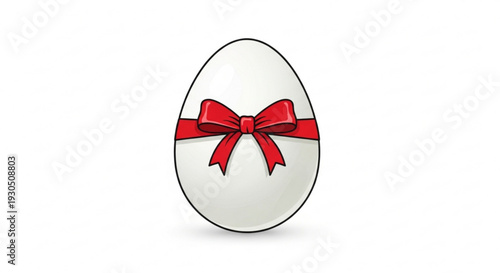 Easter egg with red bow on white background gift decoration symbol