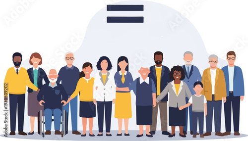 Diverse group of people standing together community teamwork