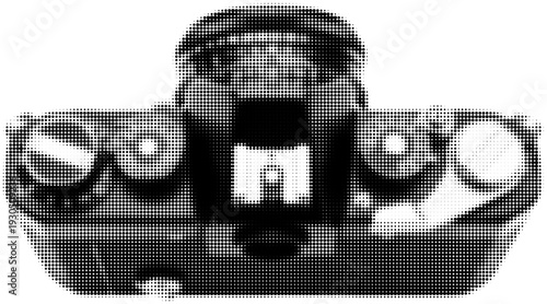 vintage photo camera isolated retro grunge halftone dotted collage element for mixed media design 
