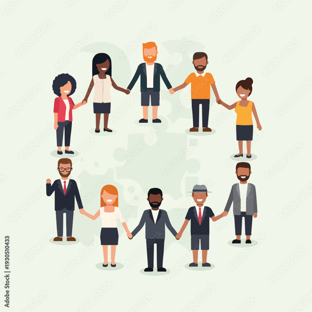 Fototapeta premium Diverse group of people holding hands in a circle