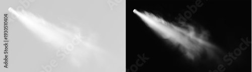Billede på lærred Dark background with single spotlight and sharp light beam overlay luminaire png