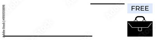 Business tools, promotions, marketing campaigns, entrepreneurship, minimalism, branding. A briefcase with the word free displayed in a clean layout. Business tools and promotions concept