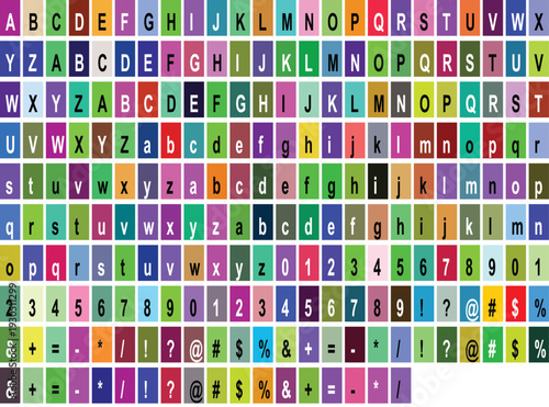 Colorful Alphabet Letters Numbers and Symbols Vector Set