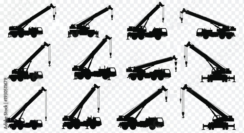 Crawler and mobile crane silhouette illustration