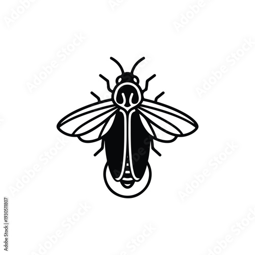 Black and white fly icon insect illustration