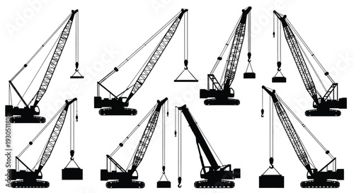 Mobile crane heavy equipment illustration