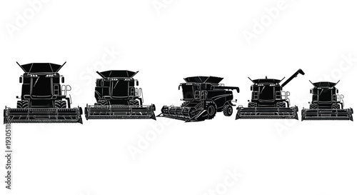 Combine harvester agriculture silhouette illustration