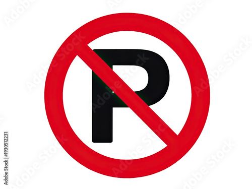 A simple no parking sign on a white background