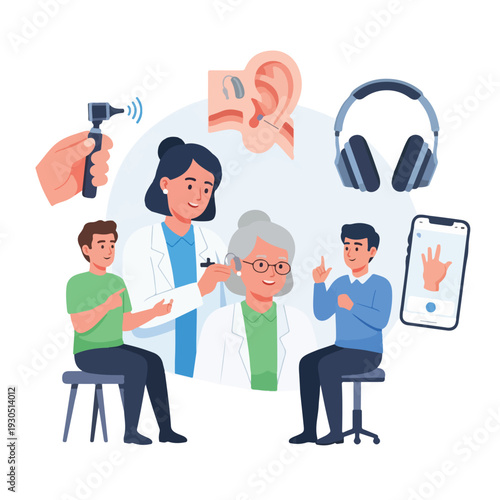 Hearing Test Audiologist Examines Patients