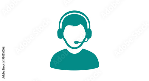 Teal Customer Service Representative Headset Icon.