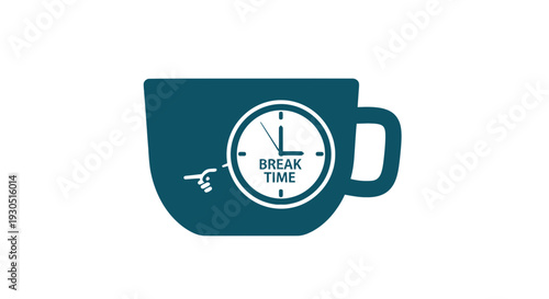 Teal Coffee Cup with Clock Face.