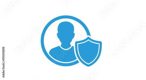 Person Icon with Shield Protection Symbol.