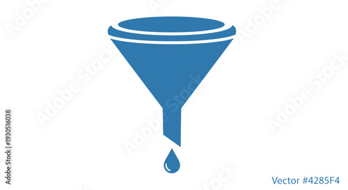 Blue Funnel with Dropping Liquid Illustration.