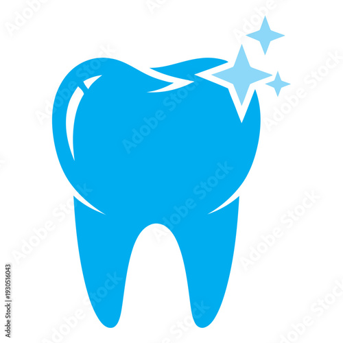 Clean Tooth with Sparkling Stars Illustration.