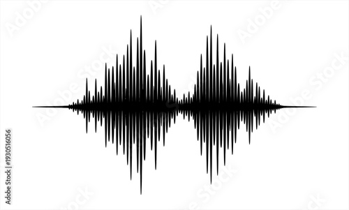 Black and white sound wave illustration representing audio frequency.