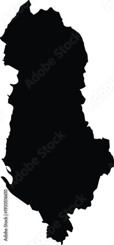 Albania map silhouette black outline shape on white background simple vector illustration for design and travel concepts
