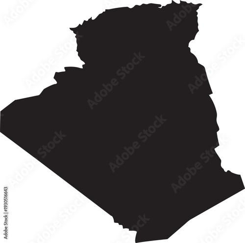 Black silhouette map of Algeria a simple vector graphic for travel guides national identity and geographic presentations isolated on white