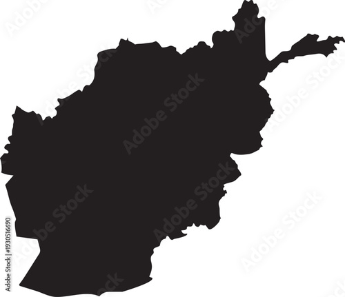 Black silhouette map of Afghanistan a simple vector illustration for graphic design and informational purposes isolated on a white background