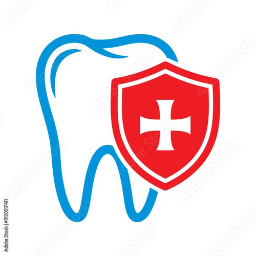 Dental Care Tooth Shield Protection Logo.