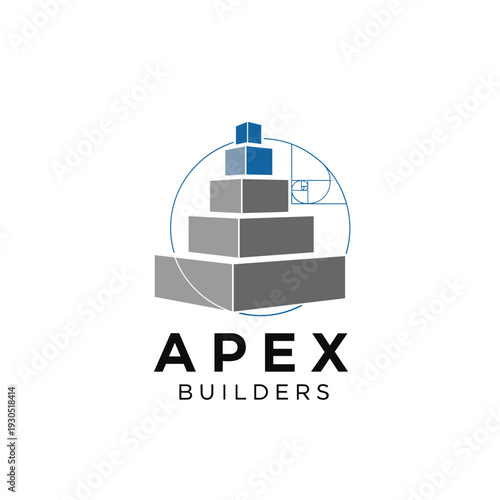 Apex Builders logo featuring a stepped pyramid design with the Fibonacci spiral overlayed.
