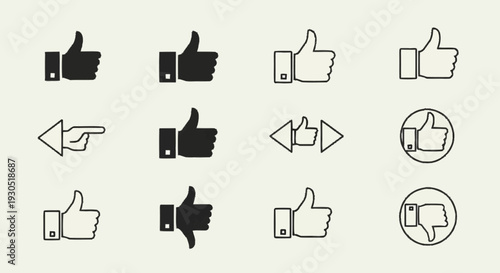 Thumbs up and like icons collection.