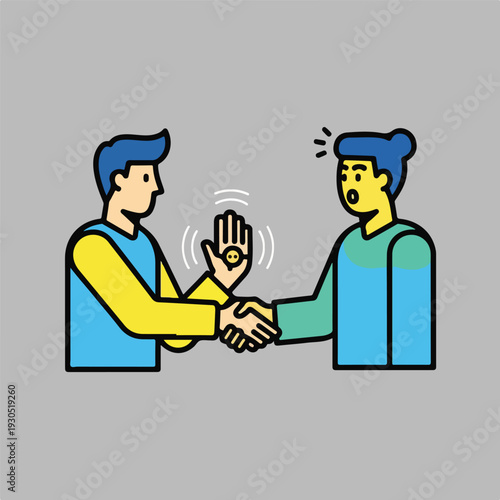 Rejecting handshake refusing deal or stopping agreement